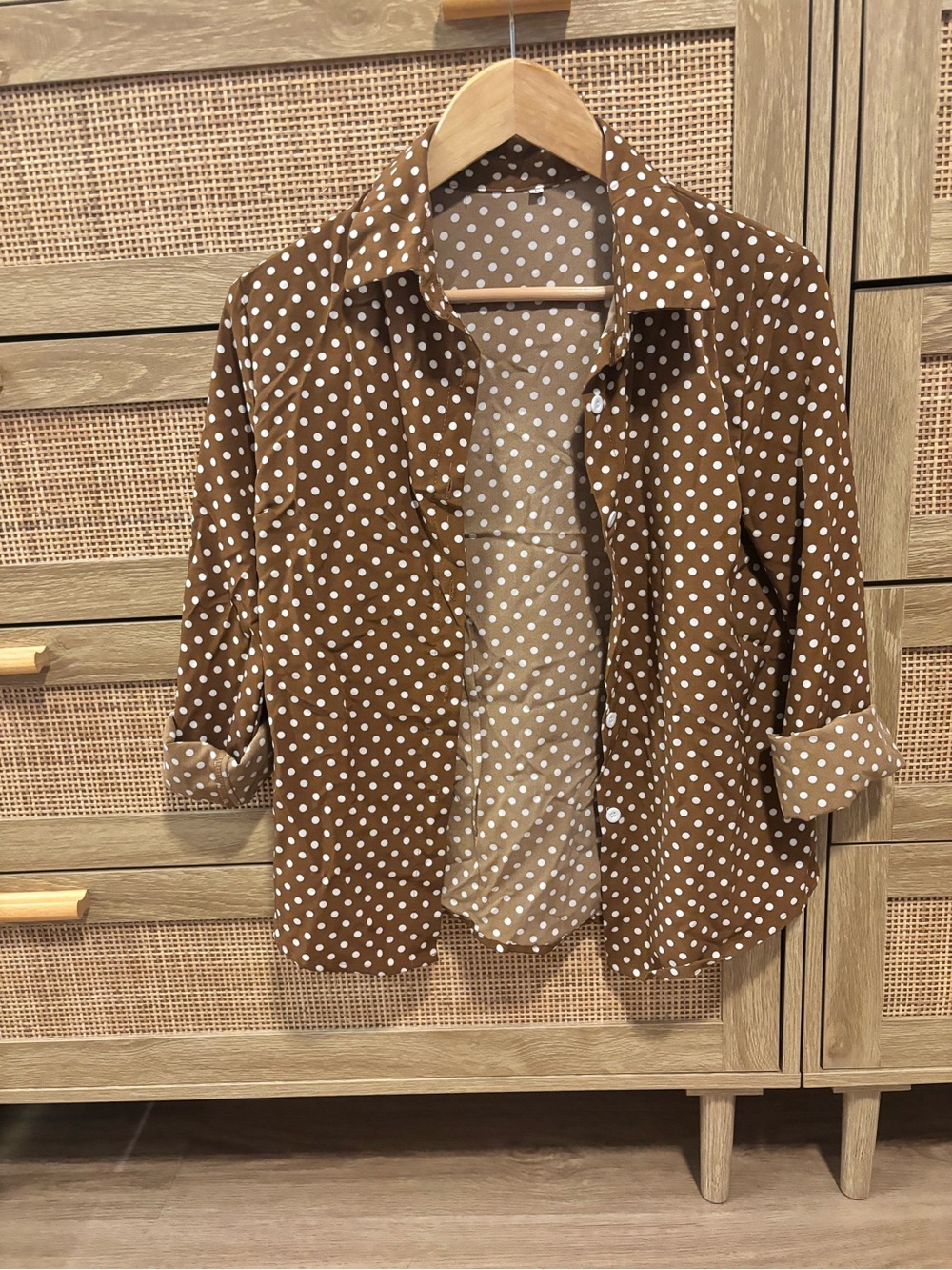Amazon Brown Polka Dot Women's Button-Down Shirt